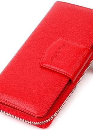 Місткий жіночий гаманець із блоком для карток і документів із натуральної шкіри tony bellucci 21956 червоний