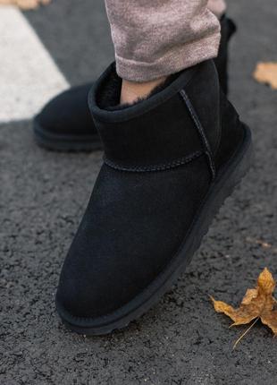 Зимние женские угги ugg classic mini 2 boot black, угі жіночі/уги зима4 фото