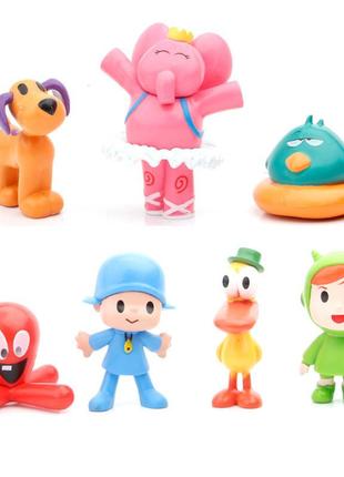 Покойо pocoyo малыш и его друзья игрушки фигурки для детей нина, элли, пато, фред, лула 7шт1 фото