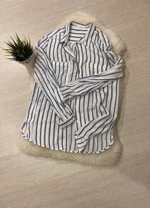 Сорочка блуза рубашка бавовняна хлопкова в смужку zara жіноча3 фото