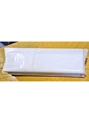 Пакет 60*60 см з укріпленою  ручкою типу 'банан', товщина 60 мкр, дно 6 см, білий, активований для друку5 фото