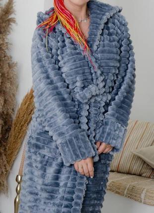 Женский махровый длинный халат шарпей2 фото