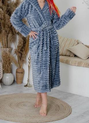 Женский махровый длинный халат шарпей5 фото