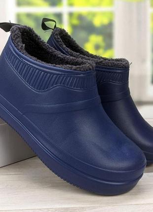 Галоши мужские пена с мехом зимние синие dago style 3483