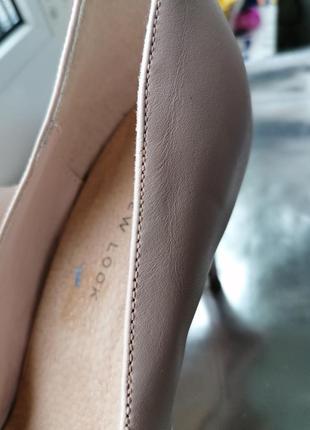 🌹нюдовые шкіряні човники🌹бежеві туфлі на підборах new look7 фото