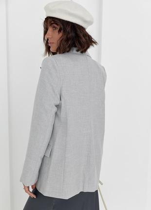 Классический женский пиджак без застежки - светло-серый цвет, m (есть размеры)4 фото