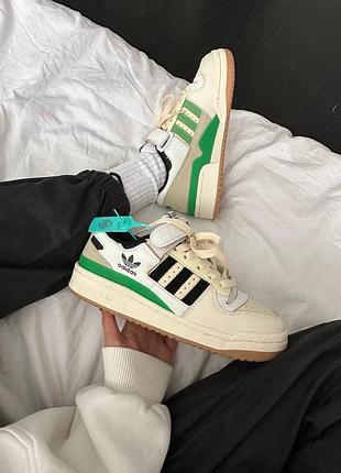 Женские кроссовки adidas forum ‘84 beige / green premium#адидас
