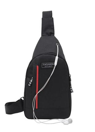 Мужская сумка-слинг через плечо. повседневная нагрудная сумка fashion черная2 фото