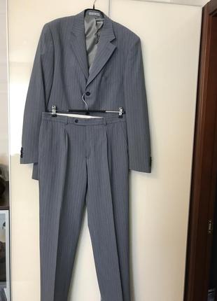 Чоловічий костюм мужской піджак брюки діловой випускний gregory arber 52 шерсть1 фото