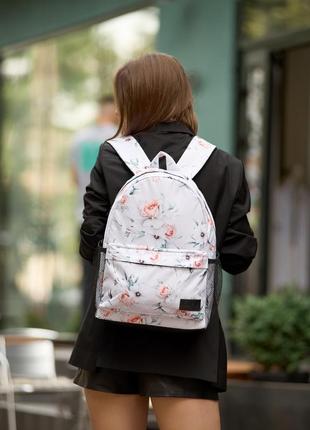 Жіночий рюкзак sambag brix pjt з квітковим білим принтом4 фото
