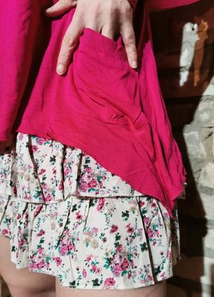 Платье из вискозы joe browns с рюшами в принт цветы короткое двойное карман6 фото