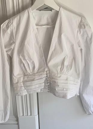 Біла блуза з попліну від zara5 фото