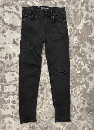 Стильные рваные джинсы zara skinny stretch с потертостями состояние новых!
