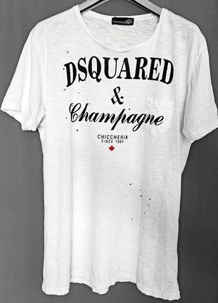 Футболка dsquared с карманом хлопок р.xl original italy батал оверсайз