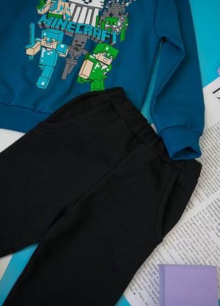Спортивный костюм с начесом майнкрафт, спортивний комплект світшот і спортивні штани для хлопчиків minecraft5 фото