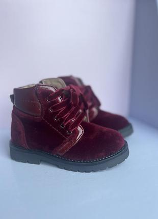 Бархатные ботинки garvalin 24 размер, вишневые5 фото