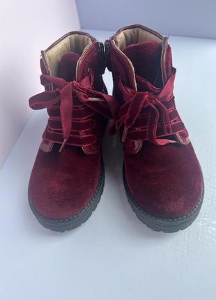 Бархатные ботинки garvalin 24 размер, вишневые1 фото