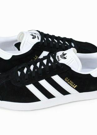 Кросівки adidas gazelle чорні з білими полосками2 фото