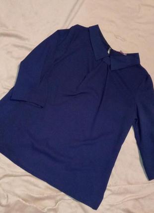 Синяя блуза с воротничком 54