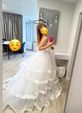 Свадебное платье свадебное платье белое хс с м с камушками корсет размер 46 444 фото