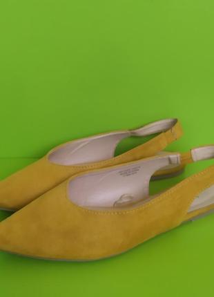 Жёлтые горчичные туфли босоножки слингбэк primark, 5/383 фото