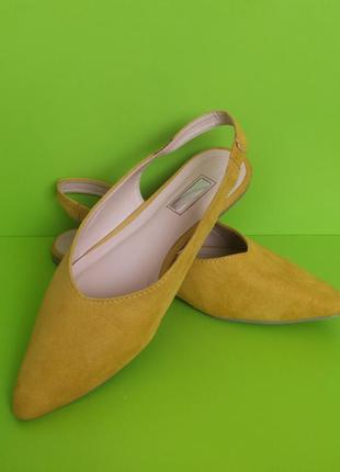 Жёлтые горчичные туфли босоножки слингбэк primark, 5/384 фото