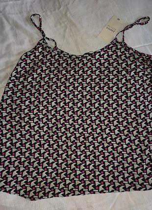 Топ блуза на бретелях рожево-сірий принт papaya 10/38