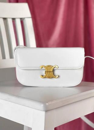 Сумка женская белая сумочка стильная экокожа одно отделение карман ремень регулируется8 фото