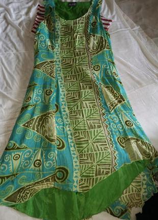 Літня сукня максі трапеція свіжий принт l/xl