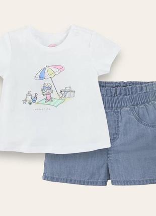 Комбинированный комплект на девочку футболка шорты 86/92 см