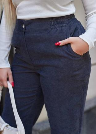 Женские вельветовые брюки классического стиля из микровельвета5 фото