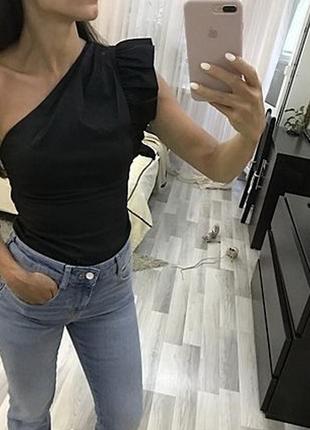 Шикарное боди на одно плечо zara хлопок s