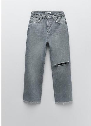 Джинсы zara  прямые укороченные