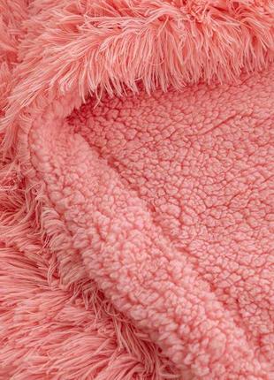 Плед/покрывало травка на овчине ◾ цвет розовый7 фото