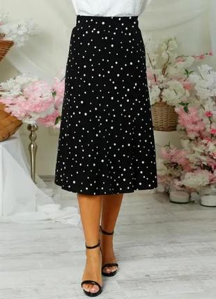 Спідниця на резинці(чорна у білий горох). розміри 50-64.