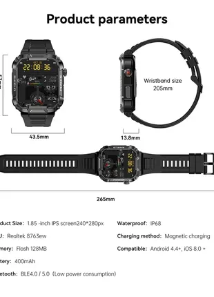 Чоловічий bluetooth смарт-fitness годинник melanda7 фото