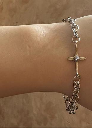 Браслет на руку унісекс браслетик хрестик кристал зірочка 8