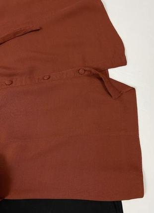 Платье рубашка мини платье терракотового цвета с рюшами3 фото