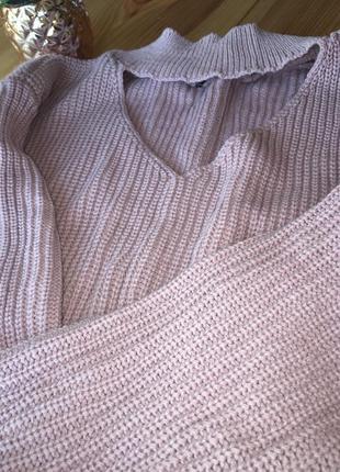 Удлиненный, лиловый  свитер3 фото