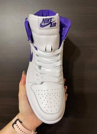 Кросівки nike air jordan 1 white purple4 фото