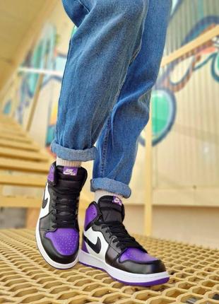 Кроссовки nike air jordan 1 retro purple court7 фото