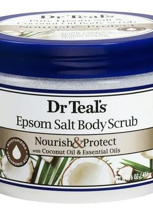 Сольовий скраб для тіла dr teal's epsom salt scrub with coconut oil