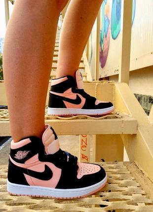 Кроссовки nike air jordan 1 retro high pink black4 фото