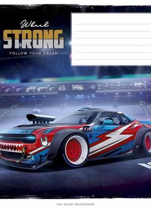 Тетрадь ученическая "strong wheels" 012-3086c-4 в косую линию, 12 листов