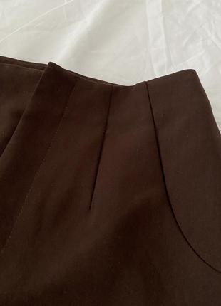 Юбка коричневая юбка мини короткая pull &amp; bear облегающая3 фото