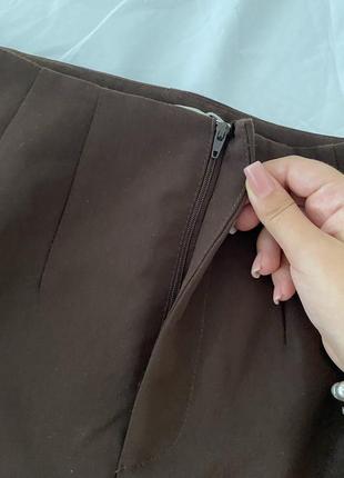 Юбка коричневая юбка мини короткая pull &amp; bear облегающая4 фото