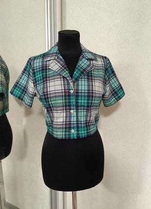 Зелений топ сорочка в клітинку