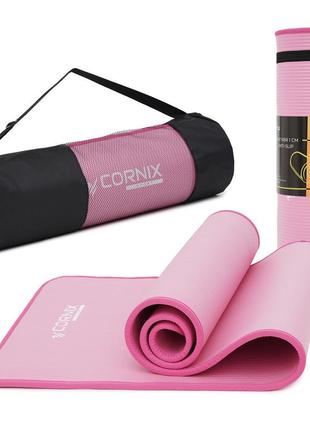 Килимок спортивний cornix nbr 183 x 61 x 1 см для йоги та фітнесу xr-0097 pink/pink