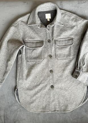 Теплий овершот пальто-сорочка від бренду h&m,  демісезонна куртка, щільна сорочка на ґудзиках