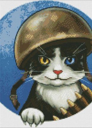 Алмазная мозаика "воинственный котик" ©art.irina.pass amo7591 40х40 см идейка